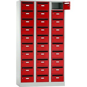 Postverteilerschrank, mit Einwurfschlitz, 3 Abteile, Sicherheitszylinderschloss, feuerrot