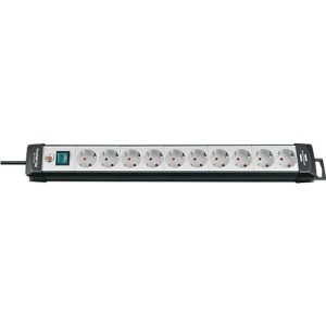 Premium-Line Steckdosenleisten, 10-fach, schwarz/lichtgrau