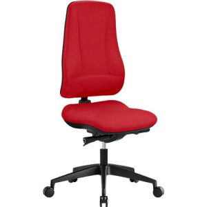 Prosedia Bürostuhl LEANOS V KOMFORT, Synchronmechanik, ohne Armlehnen, hohe Rückenlehne, Knierolle, rot/schwarz