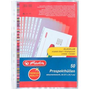 Prospekthülle Premium, A4, PP-Folie, glatt, dokumentenecht, 50 Stück, extra stark