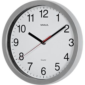 Quarz Wanduhr Maul MAULrun, rund, für Innenräume, arabische Zahlen, Minuten & Stundeneinheiten, ∅ 252 mm, Kunststoff & Mineralglas, silber-weiß-schwarz, inkl. Batterie Quarz Wanduhr Maul MAULrun, rund, für Innenräume, arabische Zahlen, Minuten & Stundeneinheiten, ∅ 252 mm, Kunststoff & Mineralglas, silber-weiß-schwarz, inkl. Batterie