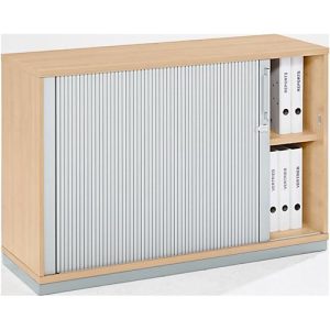 Querrollladenschrank Tetris Wood, 2 OH, abschließbar, mit Sockel, B 1200 x T 421 x H 800 mm, Ahorn-Dekor