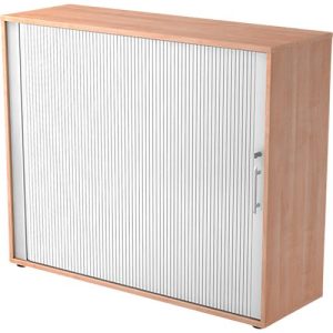 Querrollladenschrank ULM, 3 OH, Rollläden alusilber, B 1200 x T 400 x H 1100 mm, Nussbaum-Dekor