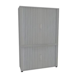 Querrollladenschrank, zweiteilig, B 1200 mm, 5 OH, silber