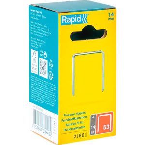 Rapid Feindrahtklammern Typ 53, Präzisionsanschnitt, 14 mm, galvanisiert, 2160 Stück Rapid Feindrahtklammern Typ 53, Präzisionsanschnitt, 14 mm, galvanisiert, 2160 Stück