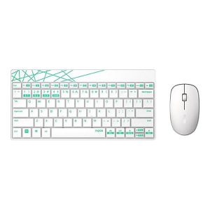 Rapoo 8000M – Tastatur-und-Maus-Set – kabellos – 2.4 GHz, Bluetooth 4.0, Bluetooth 3.0 – Deutsch – weiß, grün