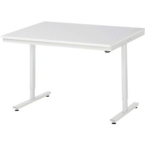 Rau Arbeitstisch Adlatus, elektrisch höhenverstellbar, 22 mm Spanplatte mit Melaminbelag, bis 150 kg, B 1250 x T 1000 x H 720-1120 mm, lichtgrau