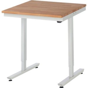 Rau Arbeitstisch Adlatus, elektrisch höhenverstellbar, 25 mm geölte Massivholzplatte, bis 150 kg, B 2000 x T 1000 x H 720-1120 mm, Buche/lichtgrau