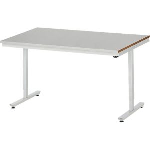 Rau Arbeitstisch Adlatus, elektrisch höhenverstellbar, 25 mm MDF-Platte, Edelstahlbelag, bis 150 kg, B 1500 x T 800 x H 720-1120 mm, silber/lichtgrau