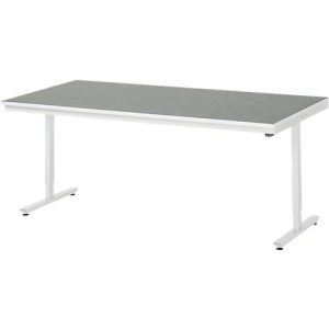 Rau Arbeitstisch Adlatus, elektrisch höhenverstellbar, 25 mm Spanplatte, Linoleumbelag, 150 kg, B 2000 x T 1000 x H 720-1120 mm, hellgrau/lichtgrau