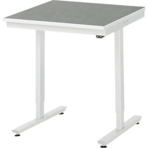 Rau Arbeitstisch Adlatus, elektrisch höhenverstellbar, 25 mm Spanplatte, Linoleumbelag, 150 kg, B 750 x T 800 x H 720-1120 mm, hellgrau/lichtgrau