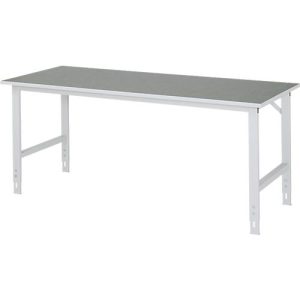 Rau Arbeitstisch Tom, manuell höhenverstellbar, 25 mm Spanplatte mit Linoleumbelag, bis 500 kg, B 2000 x T 800 x H 760-1080 mm, hellgrau/lichtgrau