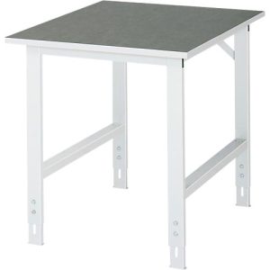 Rau Arbeitstisch Tom, manuell höhenverstellbar, 25 mm Spanplatte mit Linoleumbelag, bis 500 kg, B 750 x T 1000 x H 760-1080 mm, hellgrau/lichtgrau