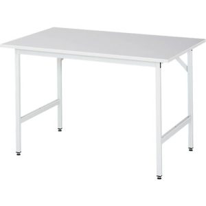 Rau ESD-Arbeitstisch Jerry, manuell höhenverstellbar, 28 mm Spanplatte mit Melaminbelag, bis 300 kg, B 2000 x T 800 x H 800-850 mm, lichtgrau
