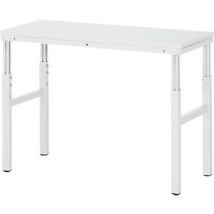 Rau ESD-Basistisch Serie E, manuell höhenverstellbar, 28 mm Spanplatte mit Melaminbelag, bis 450 kg, B 1200 x T 500 x H 650-1000 mm, lichtgrau
