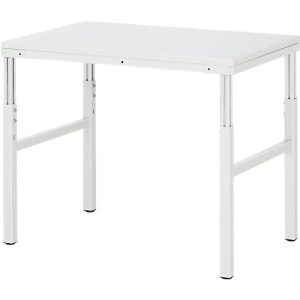 Rau ESD-Basistisch Serie E, manuell höhenverstellbar, 28 mm Spanplatte mit Melaminbelag, bis 450 kg, B 700 x T 500 x H 650-1000 mm, lichtgrau