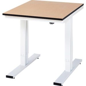 Rau Werktisch Adlatus, elektrisch höhenverstellbar, 22 mm MDF-Platte, bis 300 kg, B 750 x T 1000 x H 720-1120 mm, braun/lichtgrau