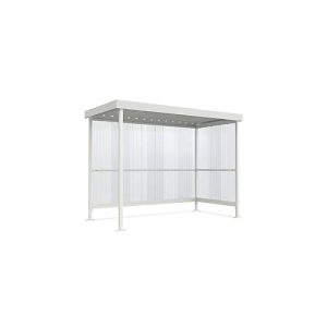 Raucherunterstand WSM Jena Maxi, Outdoor, für 4-5 Personen, B 2960 x T 1580 x H 2360 mm, pulverbeschichtet grauweiß RAL 9002