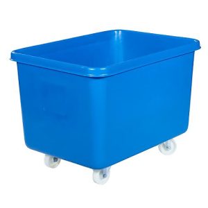 Rechteckbehälter, Kunststoff, fahrbar, 340 l, blau