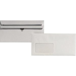 Recycling-Briefumschläge, DIN lang, mit Fenster, selbstklebend