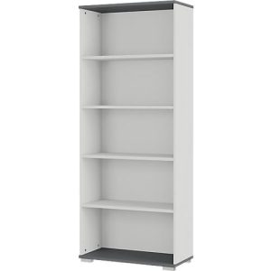 Regal Profi 2.0, aus Holz, 5 OH, 4 Fachböden, 4 Kunststofffüße, B 800 x T 400 x H 2000 mm, lichtgrau/graphit