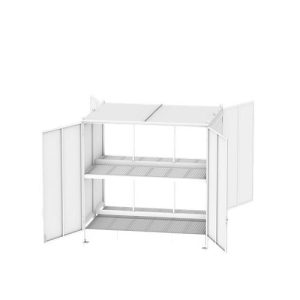 Regalcontainer BAUER CEN 36-2b, Stahl, Doppelflügeltor, B 3905 x T 2900 x H 3145 mm, grau
