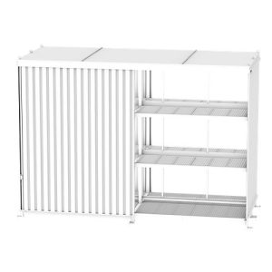 Regalcontainer BAUER CEN 65-3b IBC, Stahl, Schiebetor, B 7170 x T 2900 x H 4945 mm, orange