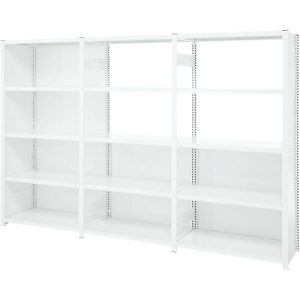 Regalkombination ORDO Professional, 1 Grundregal + 2 Anbauregale, 15 Böden, modular, Fachlast 140 kg, Feldlast 1200 kg, B 2330 x T 535 x H 2000 mm, verkehrsweiß