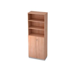 Regalschrank 6 OH, 3 OH geschlossen, B 800 x T 420 mm, Nussbaum-Dekor