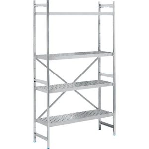 Regalsystem, Grundregal, Edelstahl, gelochter Boden, H 2000 x B 1200 x T 400 mm