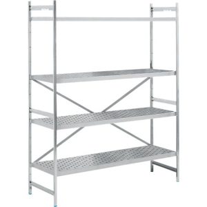 Regalsystem, Grundregal, Edelstahl, gelochter Boden, H 2000 x B 1500 x T 600 mm