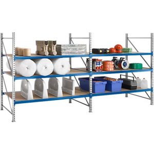 Regalsystem WR 600, Grundfeld, Traverse verzinkt, mit 2 Ebenen, 2200 x 1800 x 800 mm