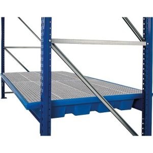Regalwanne, Polyethylen, einhängbar, unterfahrbar, m. verzinktem Gitterrost, B 1780 x T 1300 x H 250 mm