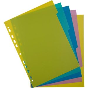 Registerkarten Exacompta Forever Young, Format A4, blanko, gelocht, bedruck- & beschreibbare Taben, Recycling-Kunststoff, farbsortiert, 6 Stück