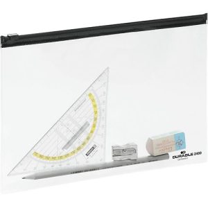 Reißverschlusstasche Zip Bag, transparent mit schwarzem Zipper, A5, 5 St.