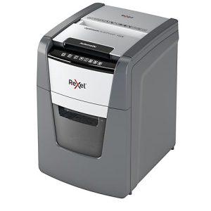Rexel Optimum AutoFeed+ 100X Aktenvernichter P4, Vollautomatik, Partikelschnitt 4 x 28 mm, 34 l, 100 Blatt Schnittleistung, schwarz