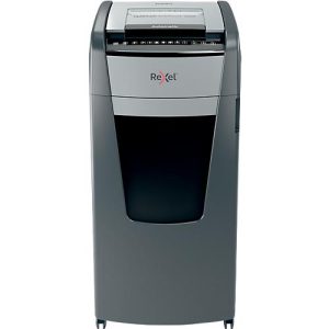 Rexel Optimum AutoFeed+ 600X Aktenvernichter P4, Vollautomatik, Partikelschnitt 4 x 36 mm, 110 l, 600 Blatt Schnittleistung, mit Rollen, schwarz