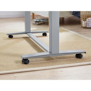 Rollensatz mit Traverse, für elektrisch höhenverstellbaren Home Office Schreibtisch Roll it, Stahlgestell, weißalu