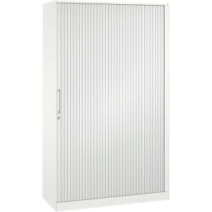 Rollladenschrank ASISTO C 3000, 5 Ordnerhöhen, mit Akustik-Rollladen, 1200 mm Breite, weiß/weiß