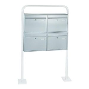 Rottner Briefkastenanlage, mit 4 Briefkästen, ohne Ständer, H 635 x B 720 x T 125 mm, Edelstahl