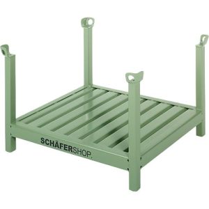 Rungengestell Schäfer Shop Select, B 1050 x T 850 x H 665 mm, resedagrün RAL 6011, bis 1000 kg, 4-fach stapelbar