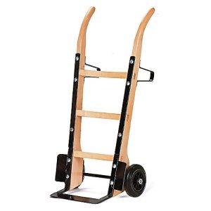 Sackkarre aus Holz mit Flachstahlschaufel, Tragkraft 250 kg, Luftbereifung