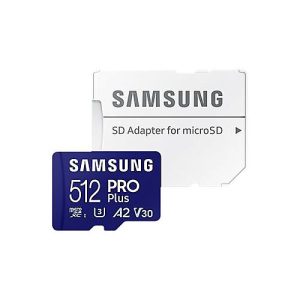 Samsung PRO Plus MB-MD512SA – Flash-Speicherkarte (microSDXC-an-SD-Adapter inbegriffen) – 512 GB – A2 / Video Class V30 / UHS-I U3 – microSDXC UHS-I – Blau