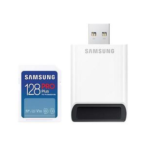 Samsung PRO Plus MB-SD128SB – Flash-Speicherkarte – 128 GB – Video Class V30 / UHS-I U3 / Class10 – SDXC UHS-I – weiß
