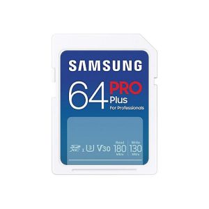 Samsung PRO Plus MB-SD64S – Flash-Speicherkarte – 64 GB – Video Class V30 / UHS-I U3 / Class10 – SDXC UHS-I – weiß