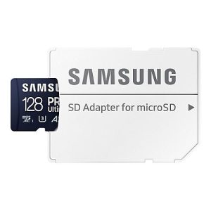 Samsung PRO Ultimate MB-MY128SA – Flash-Speicherkarte (SD-Adapter inbegriffen) – 128 GB – A2 / Video Class V30 / UHS-I U3 – microSDXC UHS-I – Blau