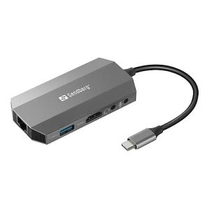 Sandberg USB-C 6-in1 Travel Dock – Dockingstation – USB-C – HDMI – 1GbE