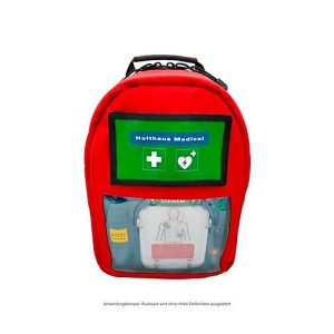Sanitätsrucksack Parademic, für Defibrillator HeartStart HS1 o. FRED-PA-1, verstellbare Schultergurte, B 260 x T 14 x H 355 mm, Cordula, rot