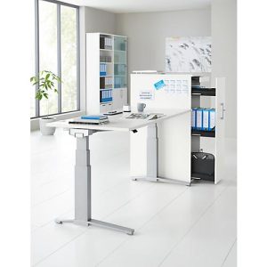 Schäfer Shop Genius 2-tlg. Büromöbel-Set, Schreibtisch ERGOSTYLE, elektrisch höhenverstellbar, weiß/weißaluminium