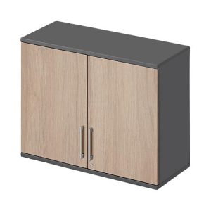 Schäfer Shop Genius Aufsatzschrank TETRIS WOOD, 2 OH, B 1000 mm, abschließbar graphit/Eiche